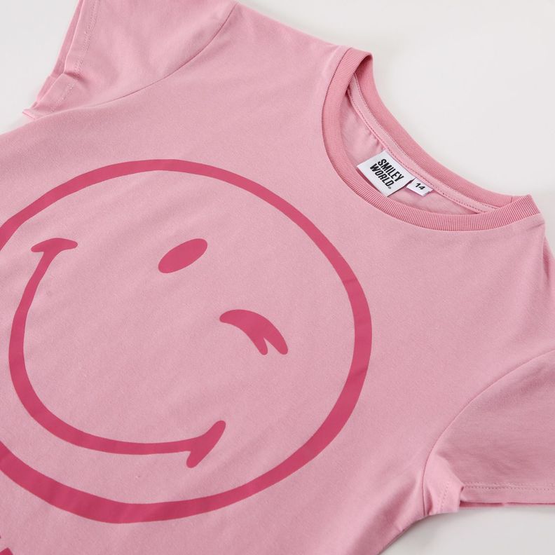 Pijama Corto Niña Cara Rosado Smiley-1