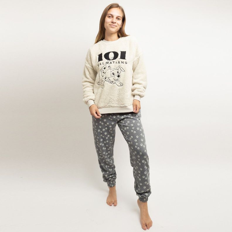 Pijama Mujer 101 Dalmatas Jugando Gris Disney-0
