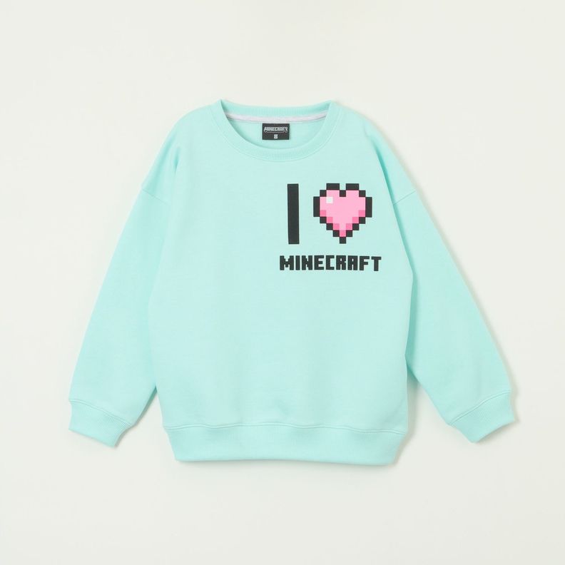 Poleron Cerrado Niña I Love M Celeste Minecraft-0