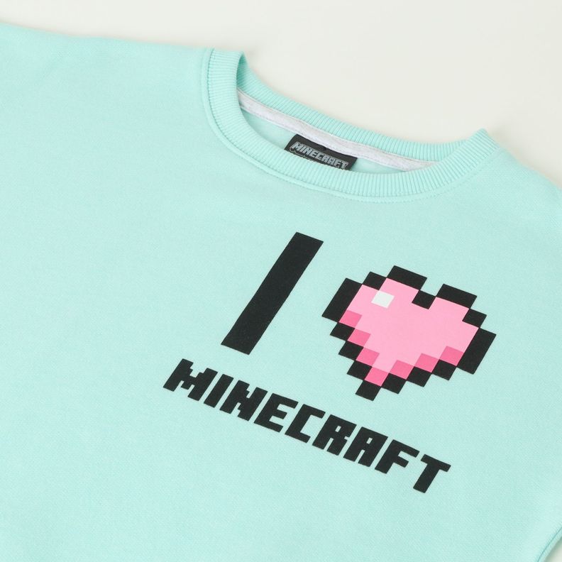 Poleron Cerrado Niña I Love M Celeste Minecraft-1