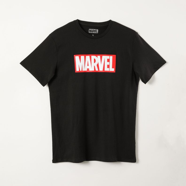 Polera Manga Corta Hombre Logo Marvel Comics Negro-0