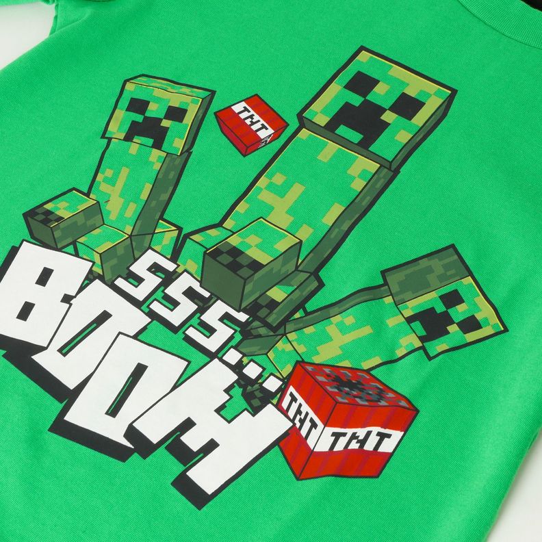 Polera Manga Larga Niño Boom Sss Verde Minecraft-1