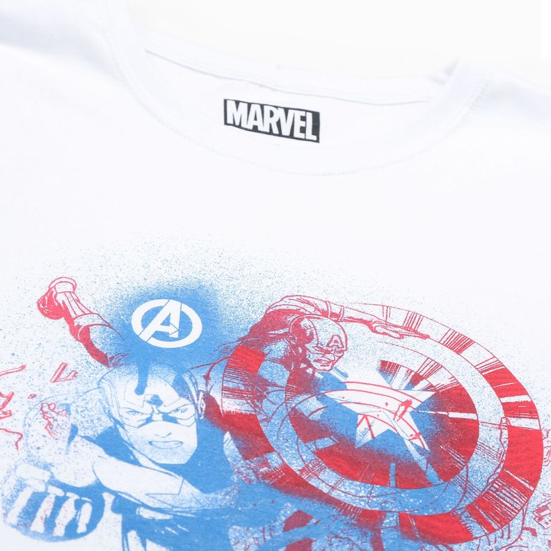 Polera Hombre Capitan America Fighting Blanco Marvel-2