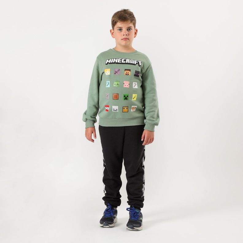 Buzo Niño Cuadros Verde Minecraft-0