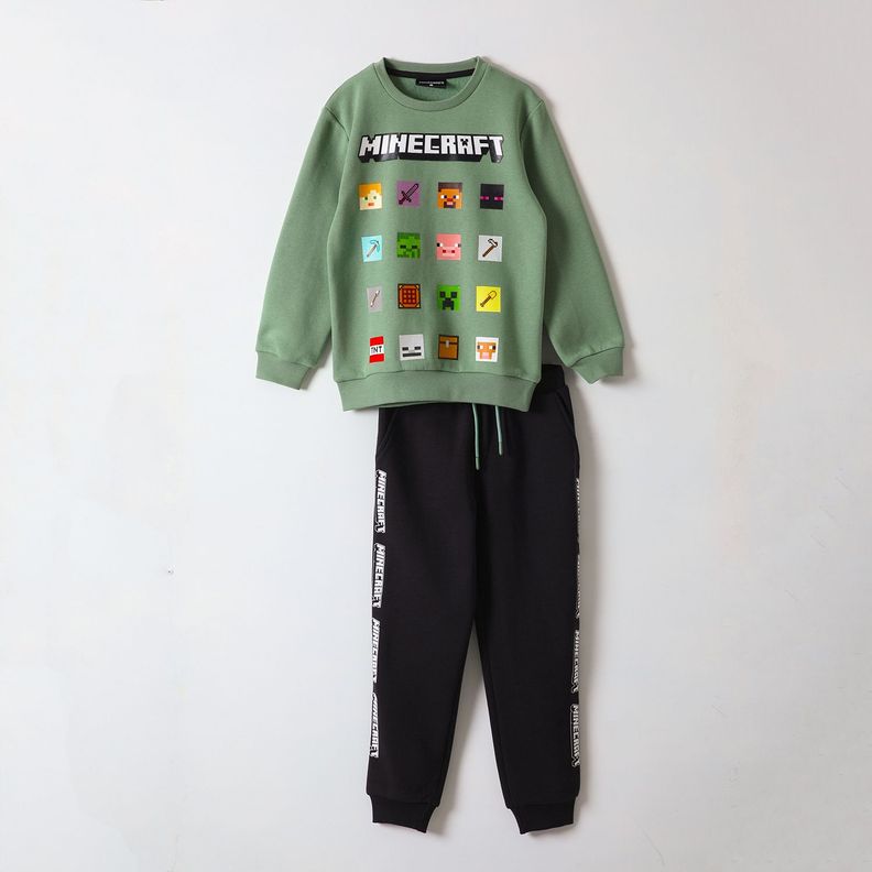 Buzo Niño Cuadros Verde Minecraft-3