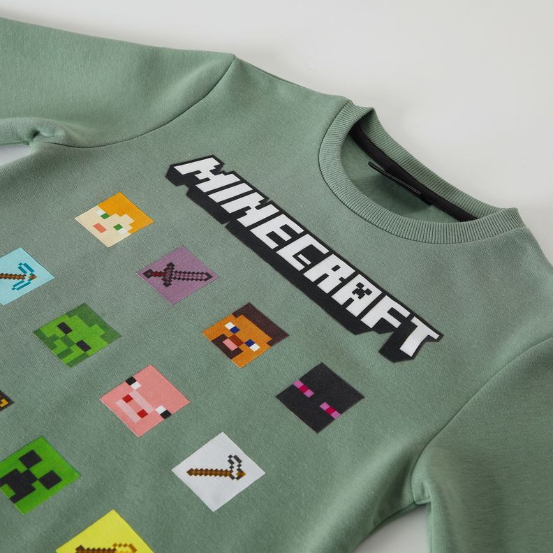 Buzo Niño Cuadros Verde Minecraft-4