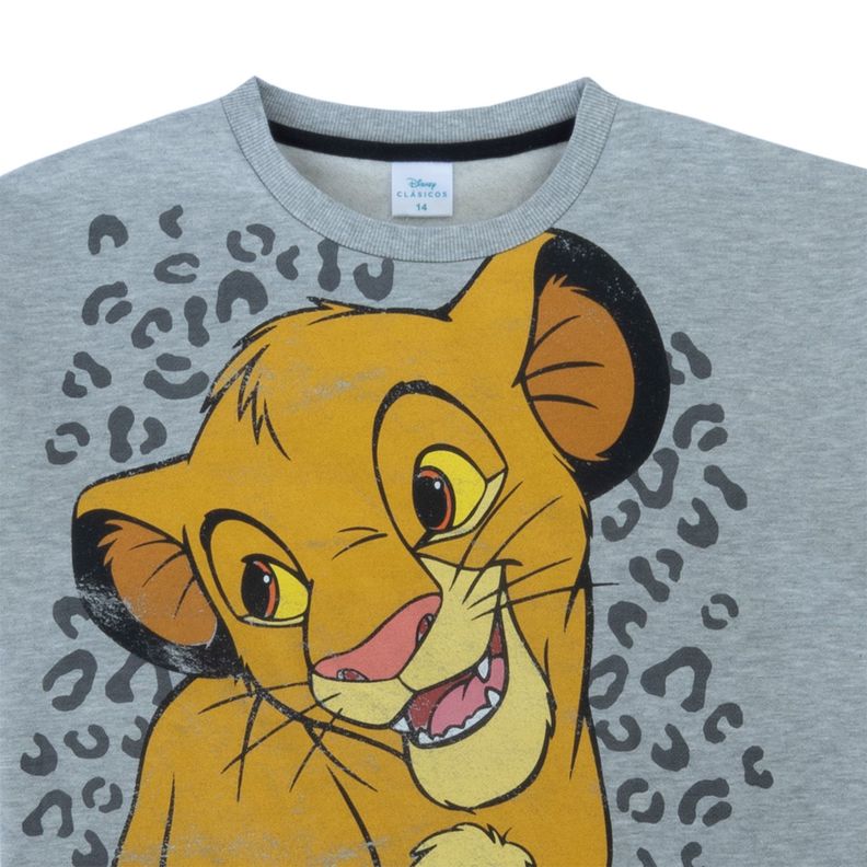 Poleron Niña Rey León Jugueton Gris Disney-4