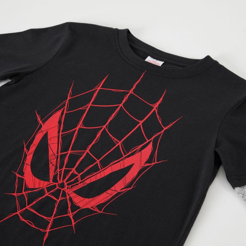 Polera Manga Larga Niño Spiderman Telaraña Negro Marvel-1