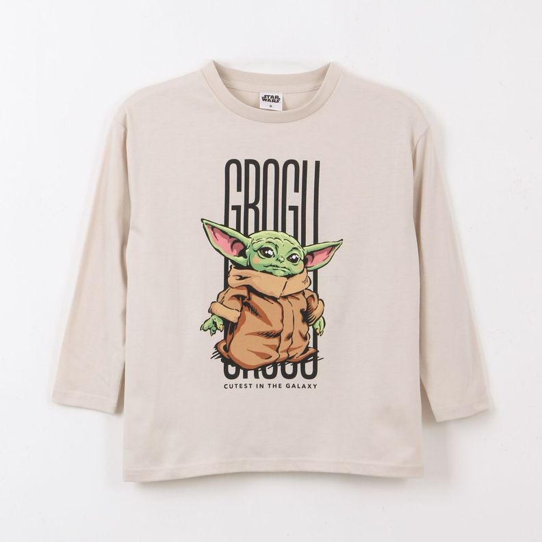 Polera Manga Larga Nino Grogu Beige Star Wars 6