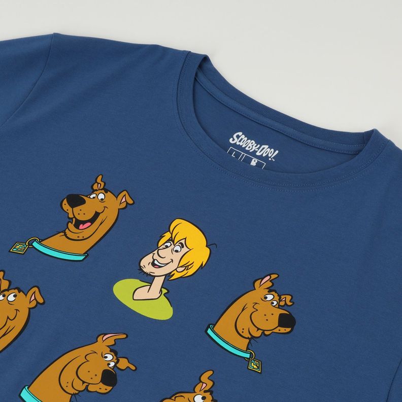 Polera Manga Corta Hombre Scooby Faces Azul Scooby-Doo-1