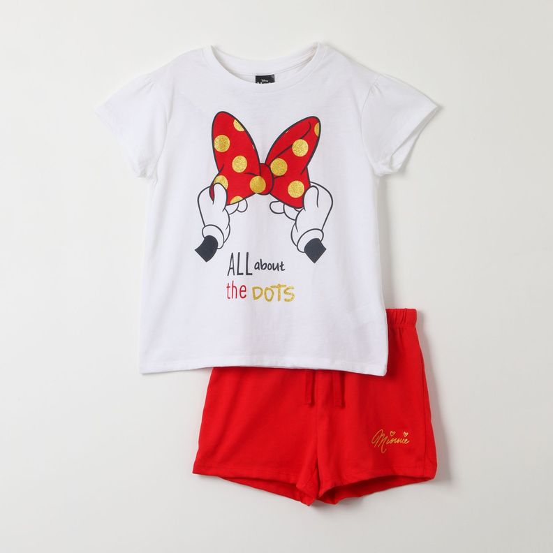 Pijama Corto Niña Minnie Cinta Blanco Disney-0