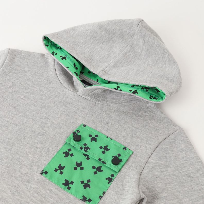 Poleron Niño Green Creeper Gris Minecraft-1