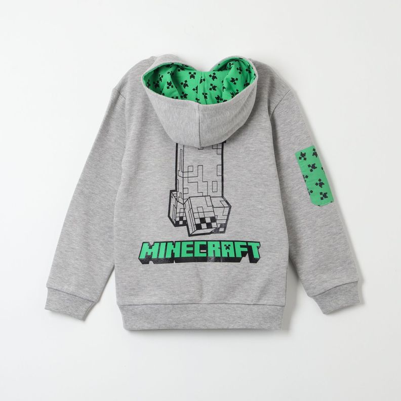 Poleron Niño Green Creeper Gris Minecraft-2