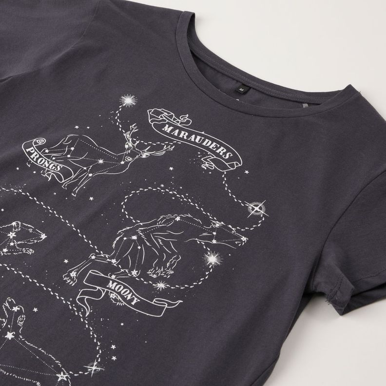 Polera Manga Corta Mujer Lineal Negro Harry Potter-1