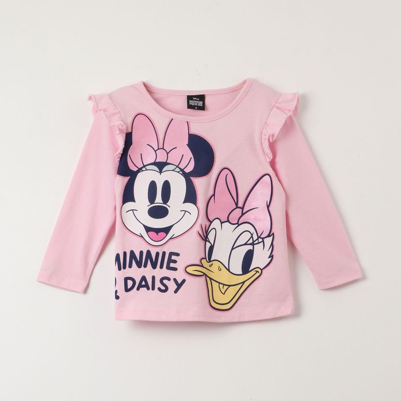 Polera Manga Larga Niña Minnie & Daisy Rosado Disney-0
