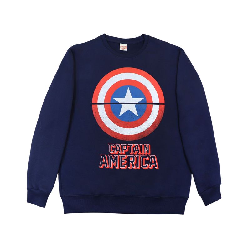Poleron Hombre Capitan America Shield Azul Marvel-0