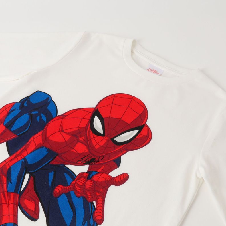 Polera Manga Larga Niño Spiderman Iconic Pose Blanco Marvel-1