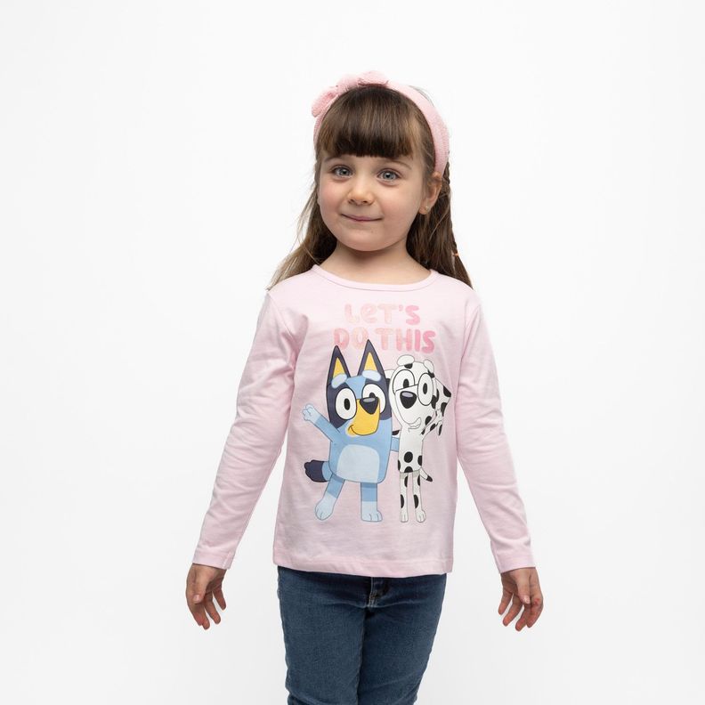 Polera Manga Larga Niña Voltereta Rosado Bluey-0