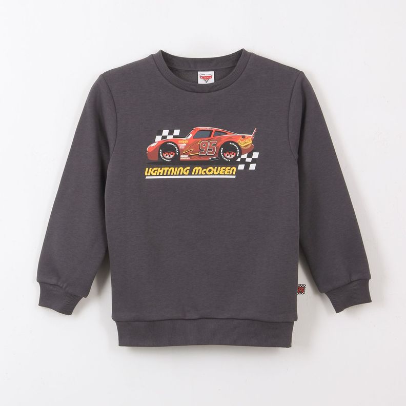 Poleron Cerrado Nino Rayo McQueen Cars Gris Disney 2