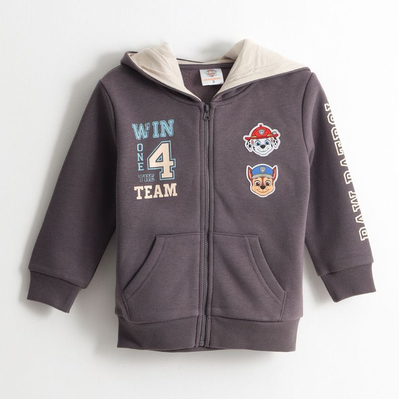 Poleron Cierre Nino Hoodie Chase & Marshall Gris Paw Patrol 2