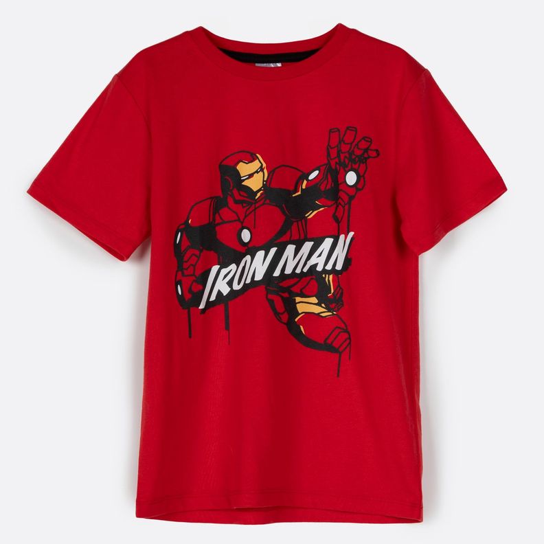 Polera Manga Corta Niño Iron Man Avengers Rojo Marvel-0