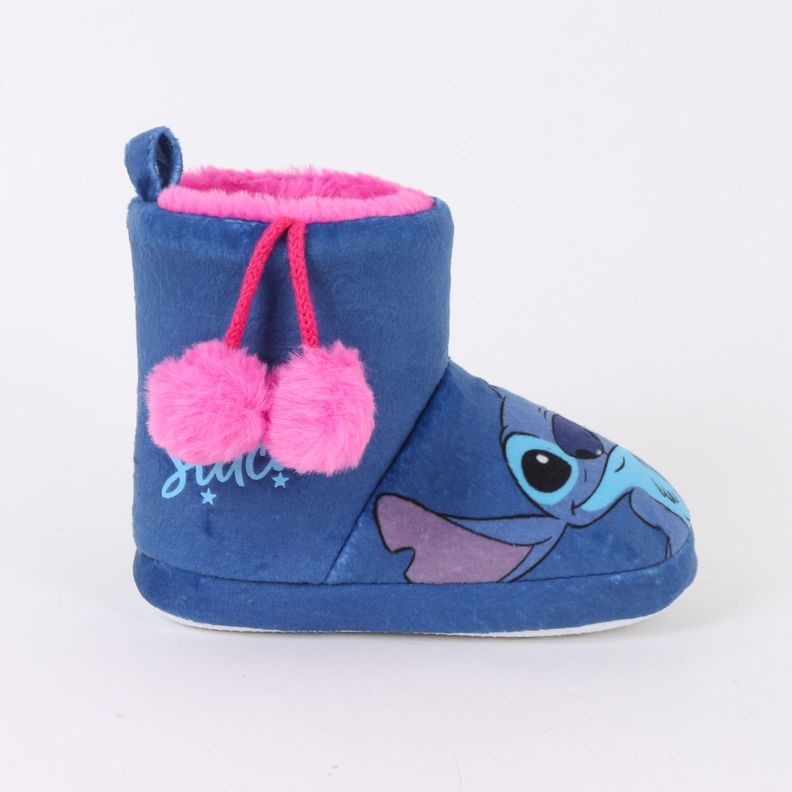 Pantufla Bota Nina Invernal Pompon Lilo & Stitch Azul Disney