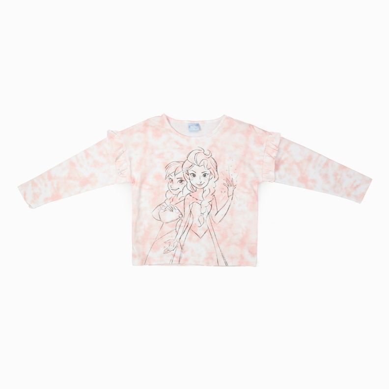 Polera Manga Larga Niña Frozen Hermanas Rosado Disney-0