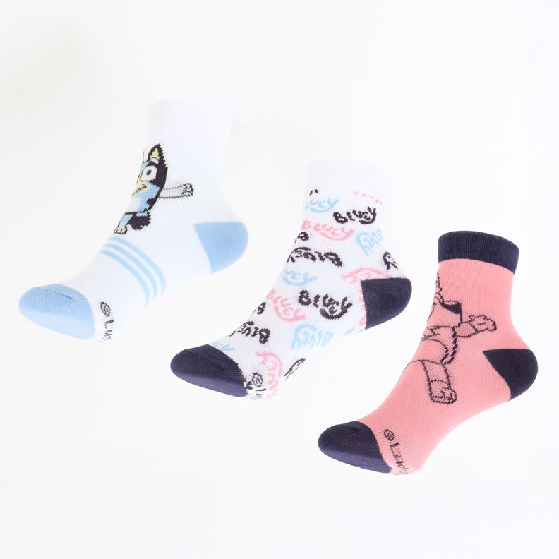 Tripack Calcetines Nina Blanco Full Print Bluey