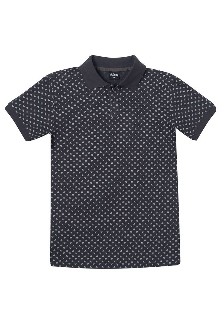 Polera Pique Hombre Mickey Print Negro Disney-0