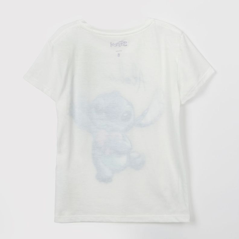 Polera Manga Corta Niña Aloha Lilo y Stitch Blanco Disney-1