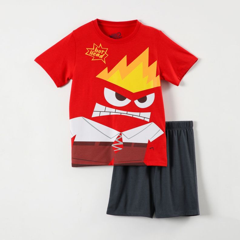 Pijama Corto Niño Furia Intensamente Rojo Disney-0