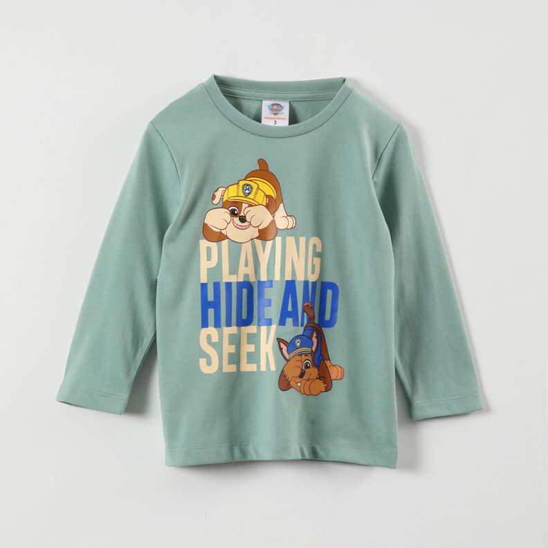 Polera Manga Larga Niño Hide And Seek Verde Paw Patrol-0