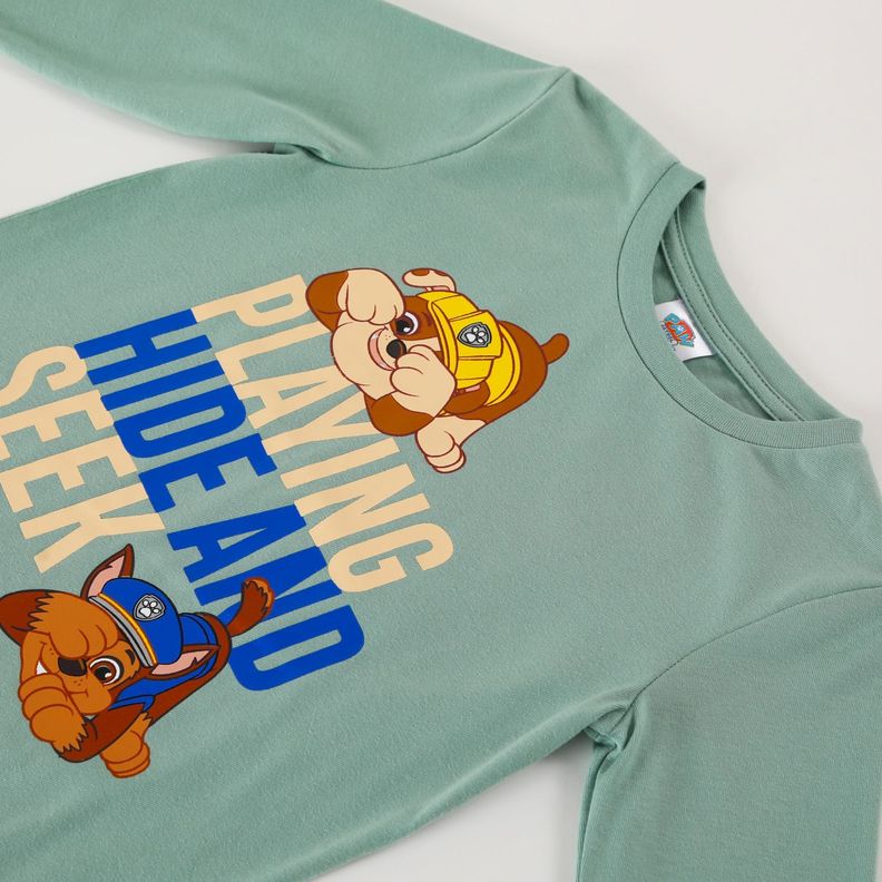 Polera Manga Larga Niño Hide And Seek Verde Paw Patrol-1