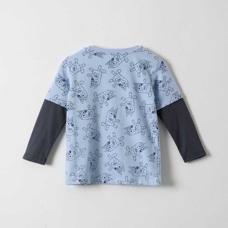 Polera Manga Larga Niño Lenticular Celeste Bluey-3