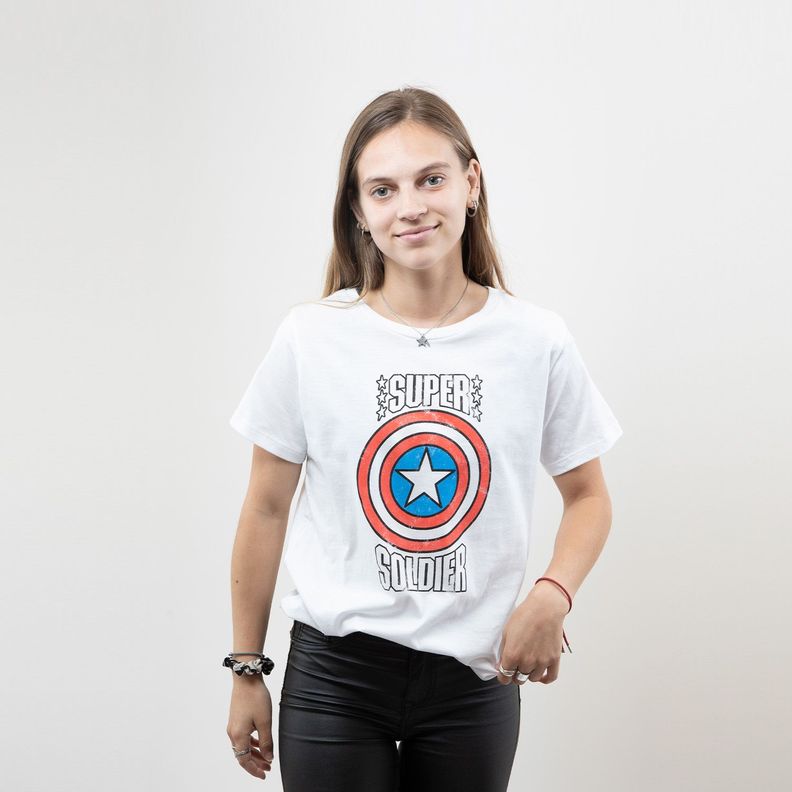 Polera Mujer Capitan America Super Blanco Marvel-0