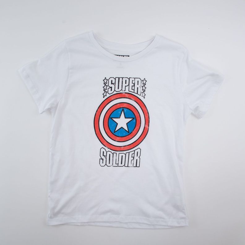 Polera Mujer Capitan America Super Blanco Marvel-2