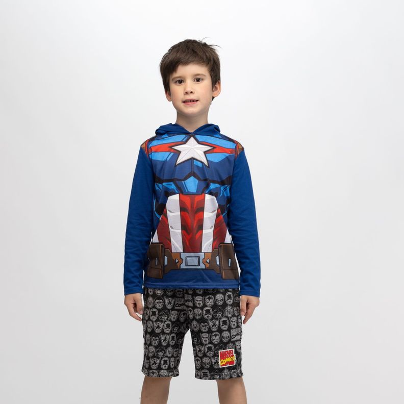 Polera Disfraz Niño Capitan America Azul Marvel-0