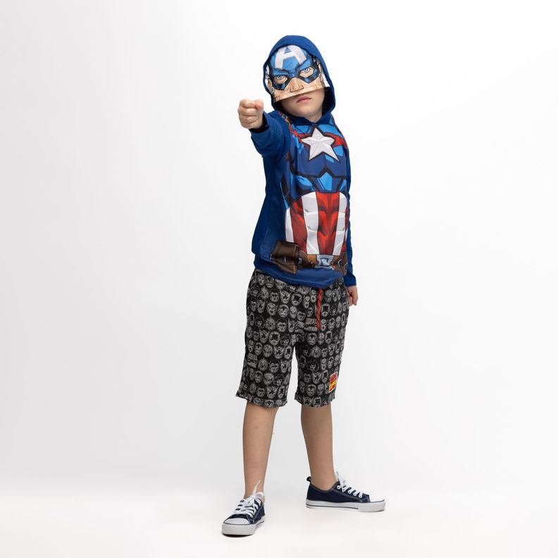 Polera Disfraz Niño Capitan America Azul Marvel-1