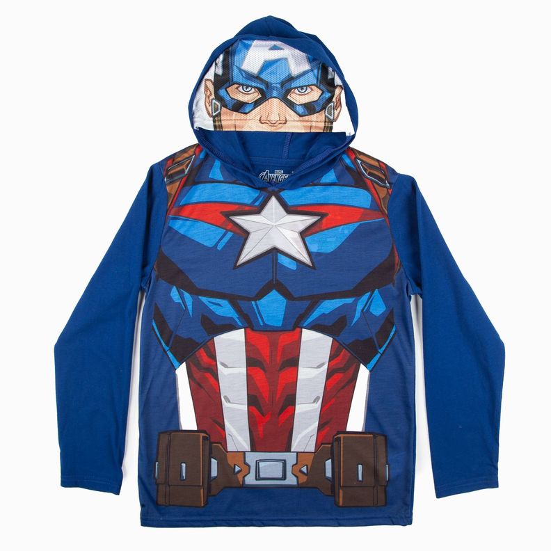 Polera Disfraz Niño Capitan America Azul Marvel-3