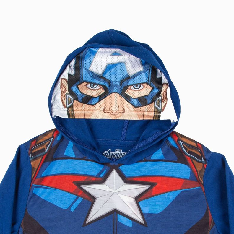 Polera Disfraz Niño Capitan America Azul Marvel-5