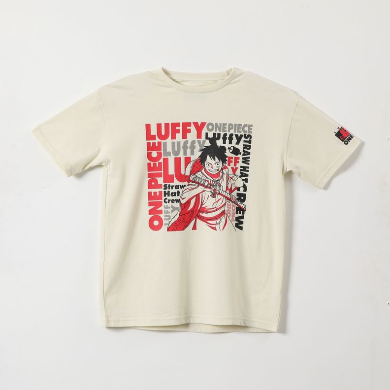 Polera Manga Corta Niño Luffy Blanco One Piece-0