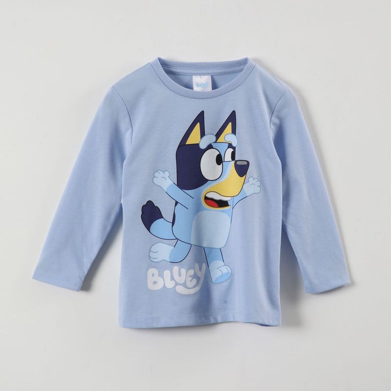 Polera Manga Larga Niño Flying Celeste Bluey-0