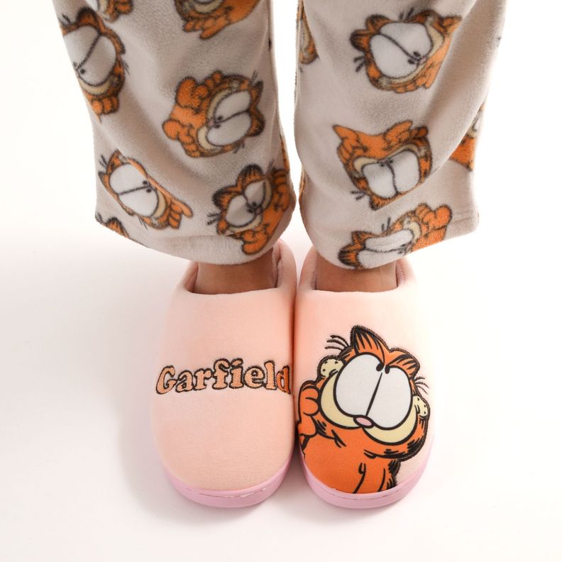 Pantufla Mujer Look Up Rosado Garfield-0