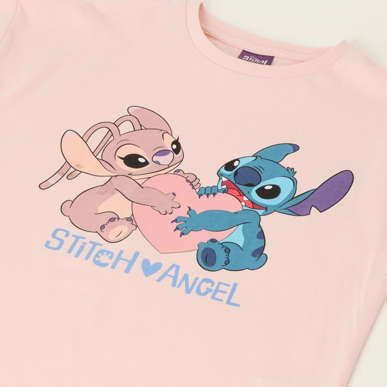 Polera Manga Larga Niña Lilo & Stitch Love A Rosado Disney-0