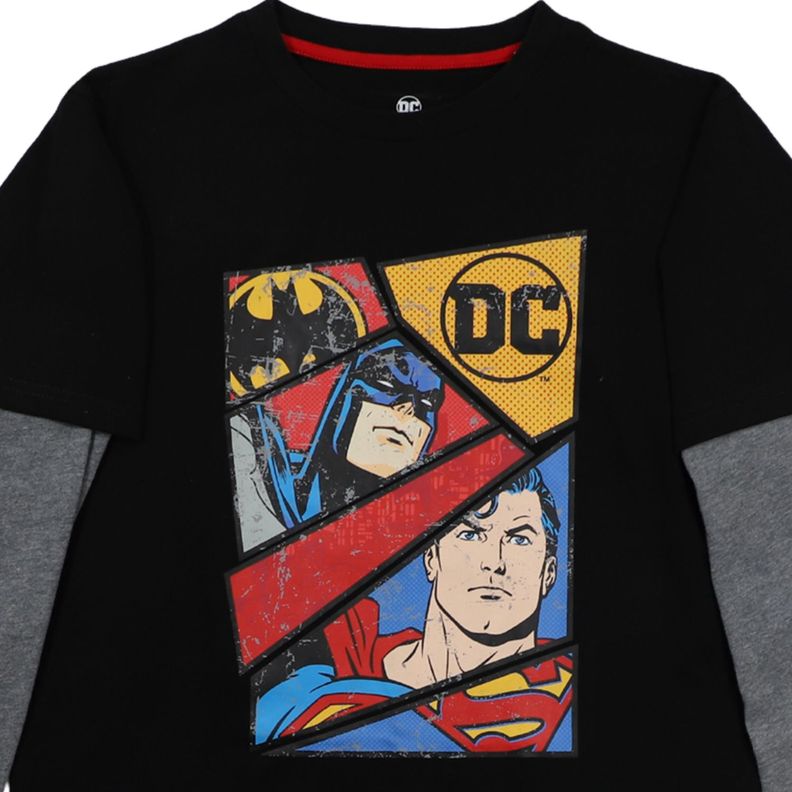 Polera Manga Larga Niño Justice League Go Negro DC Comics-2