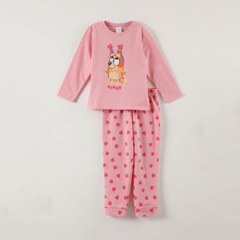 Conjunto Pijama Niña Bingo Rosado Bluey-0