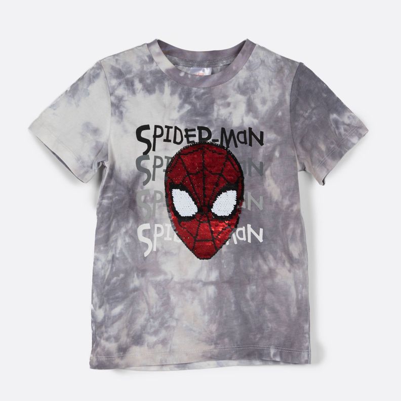Polera Niño Spiderman Gris Marvel Lentejuelas Reversibles-0