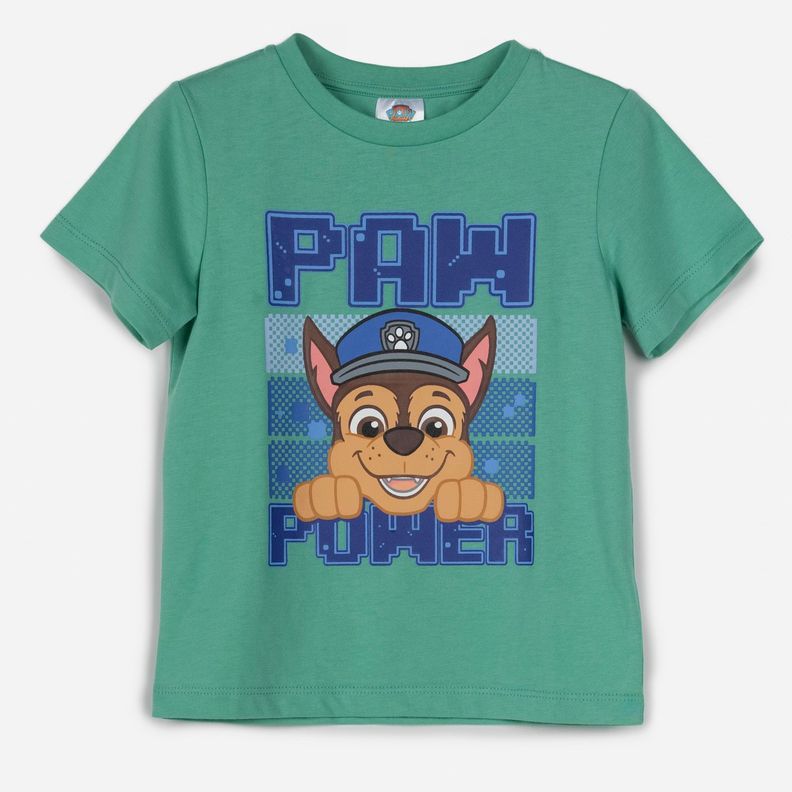 Polera Manga Corta Niño Brillante Verde Paw Patrol-0