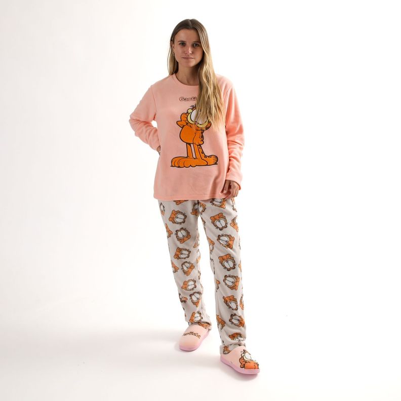 Pijama Polar Mujer Look Up Rosado Garfield-0