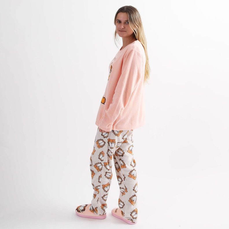Pijama Polar Mujer Look Up Rosado Garfield-1